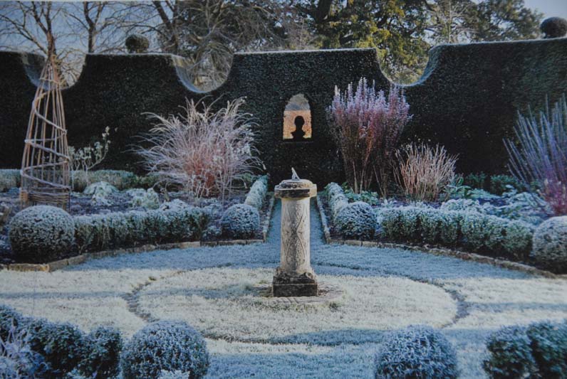 Winter frost in the Sundial Garden