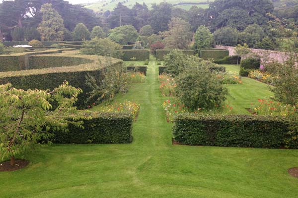 View of one side of the garden from the mount. It also provides a panoramic view of the countryside around - 'borrowed landscape'. Barbara Kelso 